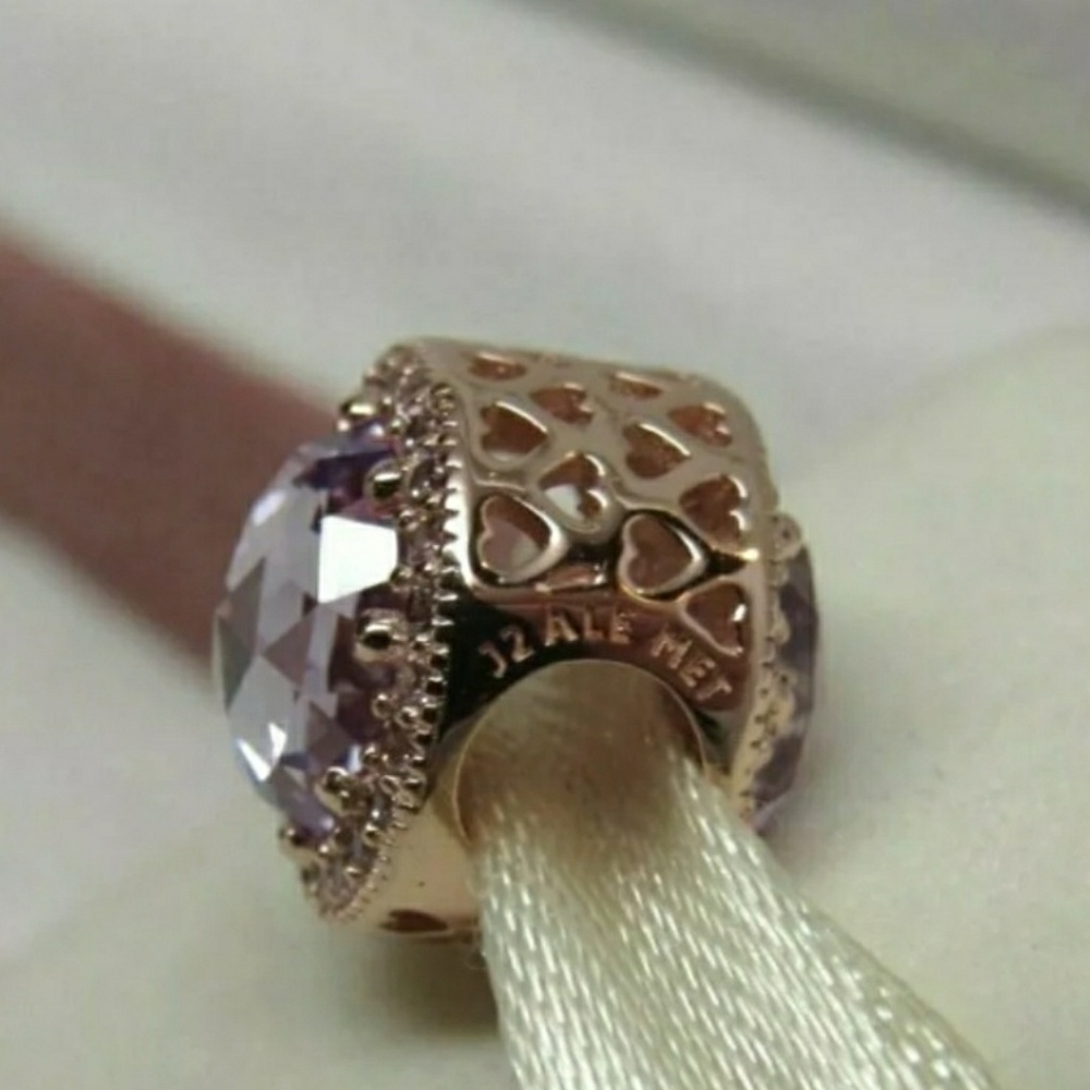 Pandora lavender rose gold radiant Hearts charm. - Picture 4 of 8